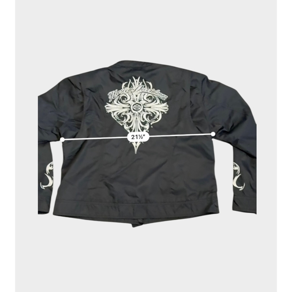 Harley-Davidson Women’s Black/White Tribal Embroidered Moto Riding Jacket Sz 1W - Picture 7 of 11